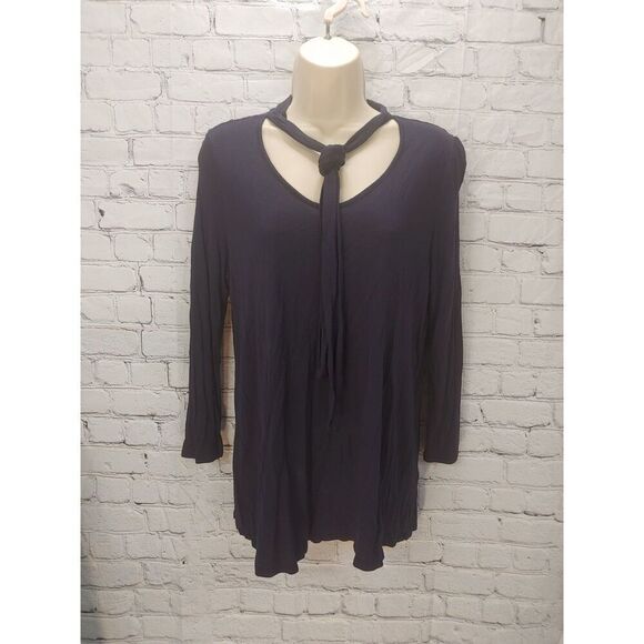 DG2 by Diane Gilman Navy Medium 100% Rayon Blouse - Picture 1 of 5